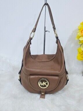 Michael Kors Fulton Hobo Brown Leather Women's Shoulder Bag